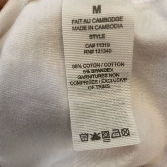 GARAGE Cropped White&Red Crew Neck Stripe Short Sleeve Stretch Tee Shirt Top M - Picture 7 of 8